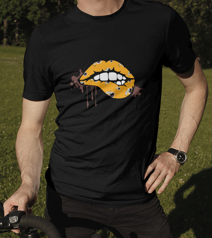 Dripping Lips Patterned With Iconic Redskins Logos T-Shirt