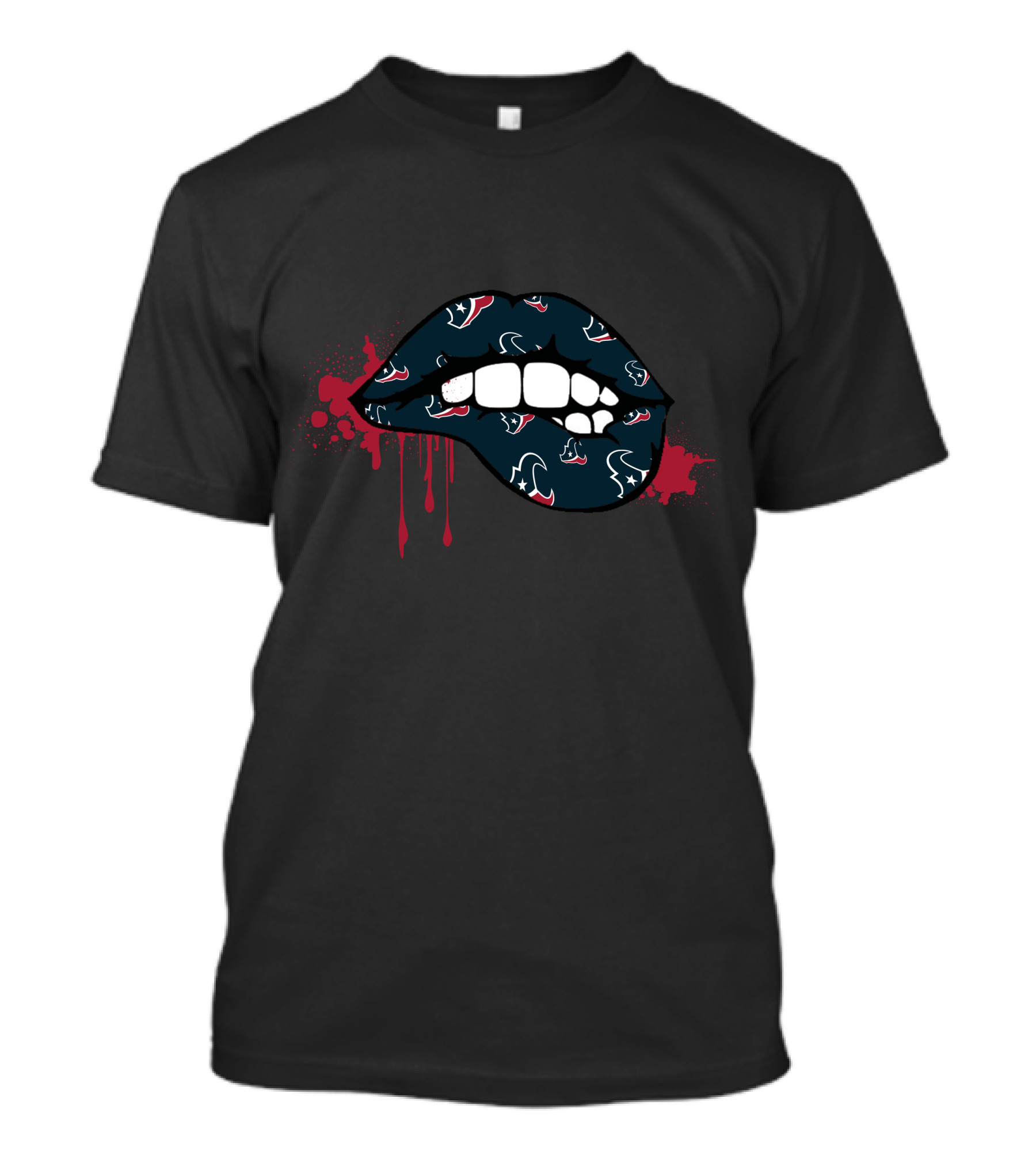 Dripping Lips With Houston Texans Logo T-Shirt