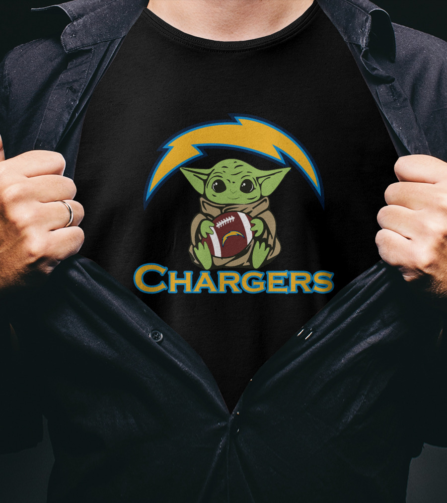 Chargers Baby Yoda Star Wars Football T-Shirt