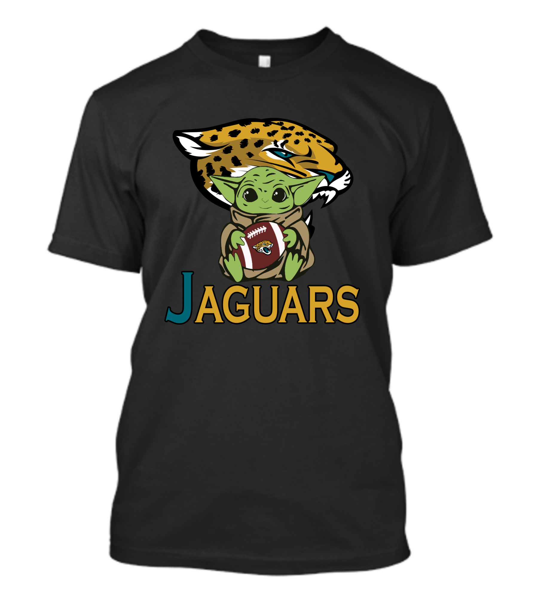 Jaguars Baby Yoda Holding Football Star Wars T-Shirt