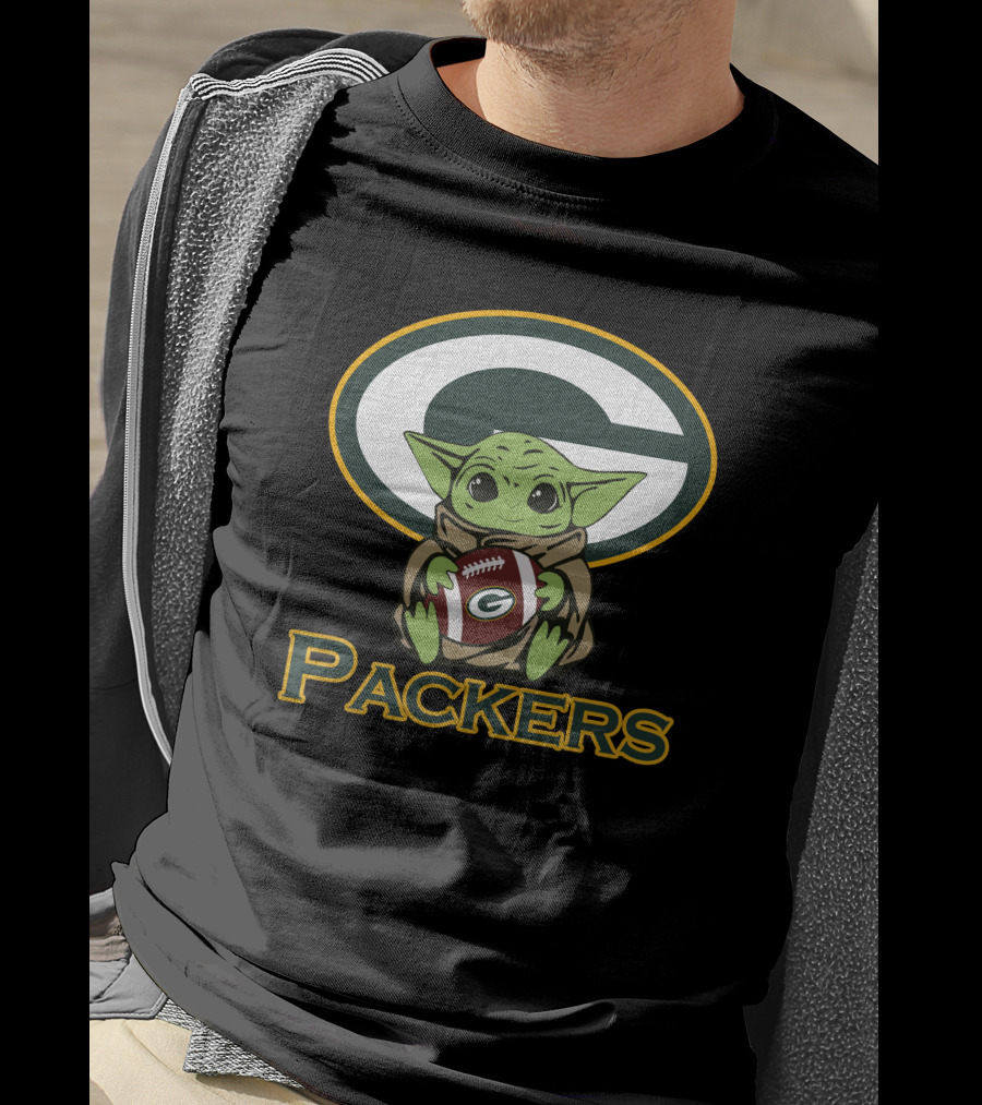 Packers Baby Yoda Star Wars Football Oval T-Shirt
