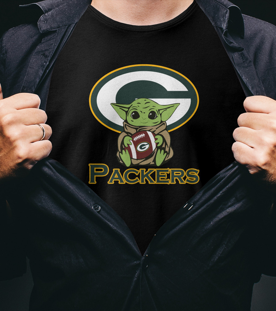 Packers Baby Yoda Star Wars Football Oval T-Shirt