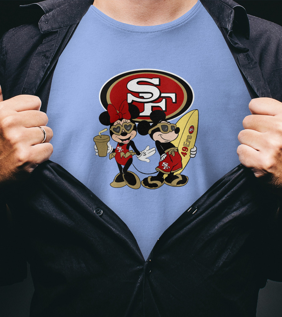 49ers Mickey Minnie Surfing Vacation Sf T-Shirt