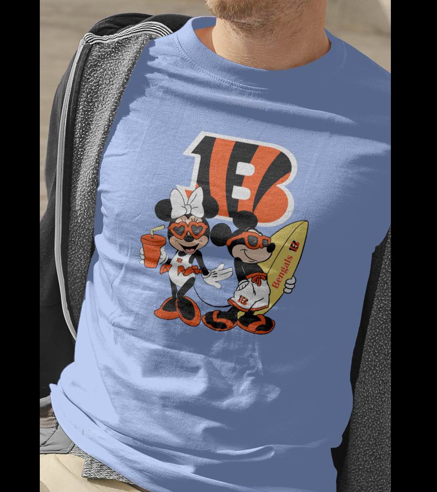 Bengals Mickey And Minnie Vacation Surfer Adventure T-Shirt