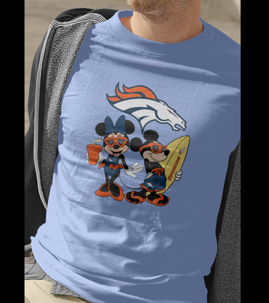 Broncos Mickey Minnie Vacation Surfing Adventure T-Shirt