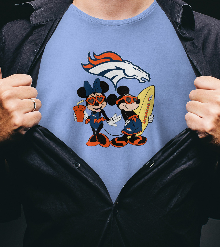 Broncos Mickey Minnie Vacation Surfing Adventure T-Shirt