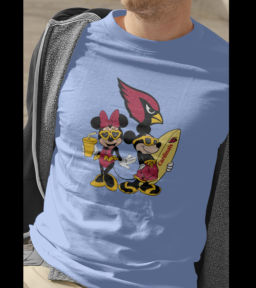 Cardinals Mickey Happy Vacation Surfboarding Fun T-Shirt