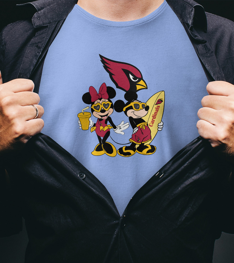 Cardinals Mickey Happy Vacation Surfboarding Fun T-Shirt