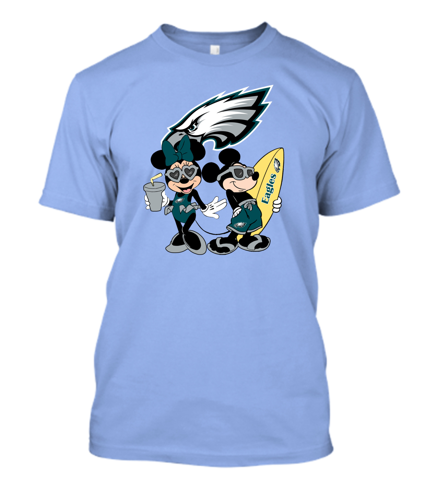 Eagles Mickey And Minnie Vacation With Surfboard And Cold Drink T-Shirt