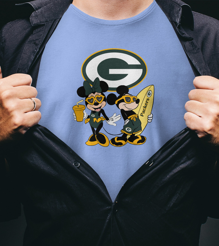 Packers Mickey Minnie Surfing Vacation Fun T-Shirt