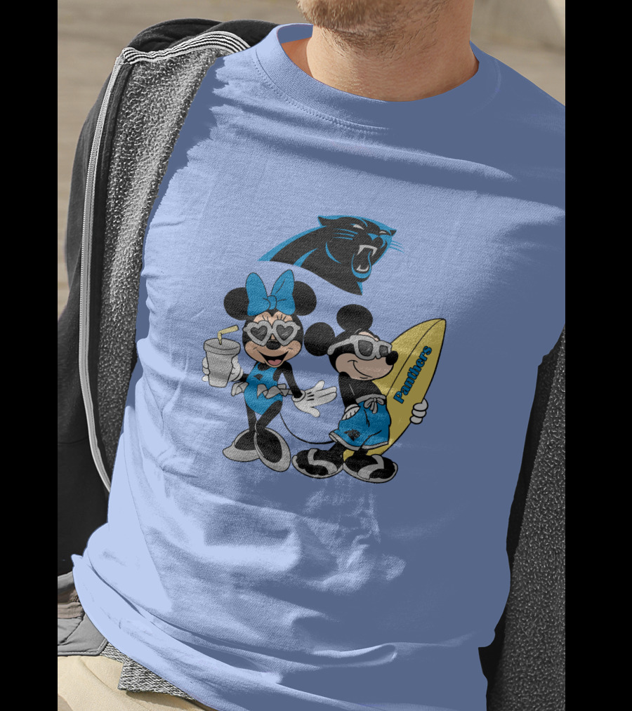 Mickey And Minnie Panthers Surfing Vacation T-Shirt