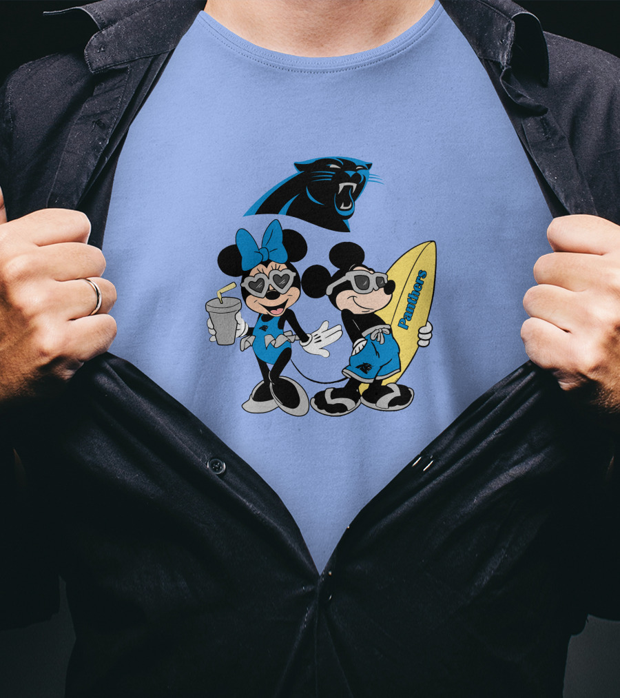 Mickey And Minnie Panthers Surfing Vacation T-Shirt
