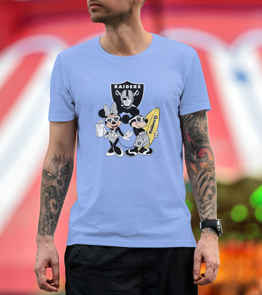 Raiders Mickey Minnie Vacation Surfing Fun T-Shirt