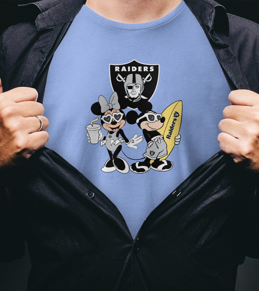 Raiders Mickey Minnie Vacation Surfing Fun T-Shirt