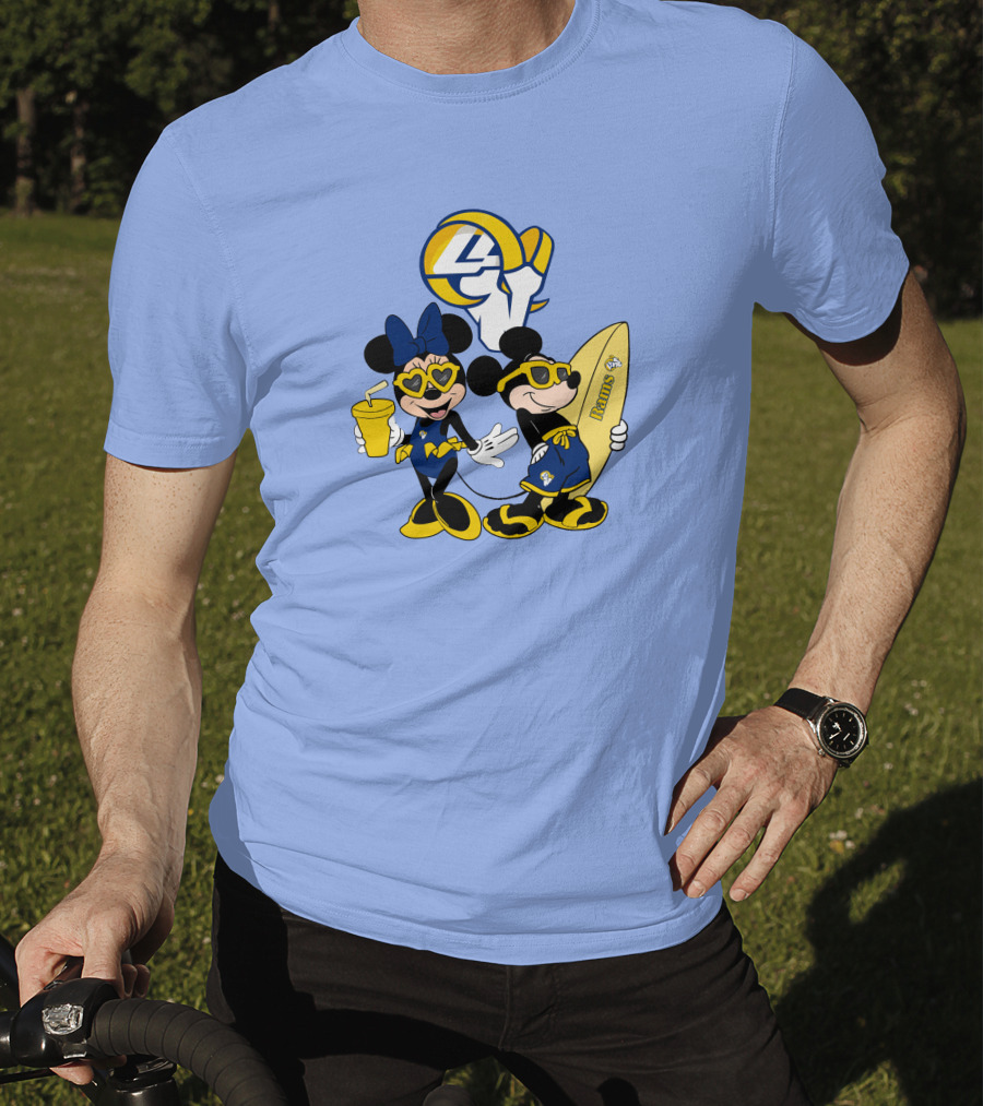 Rams Mickey Happy Vacation Football Surf Adventure T-Shirt