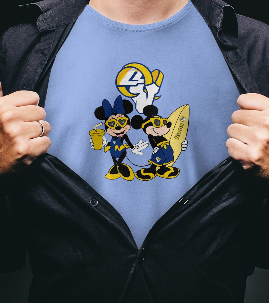 Rams Mickey Happy Vacation Football Surf Adventure T-Shirt