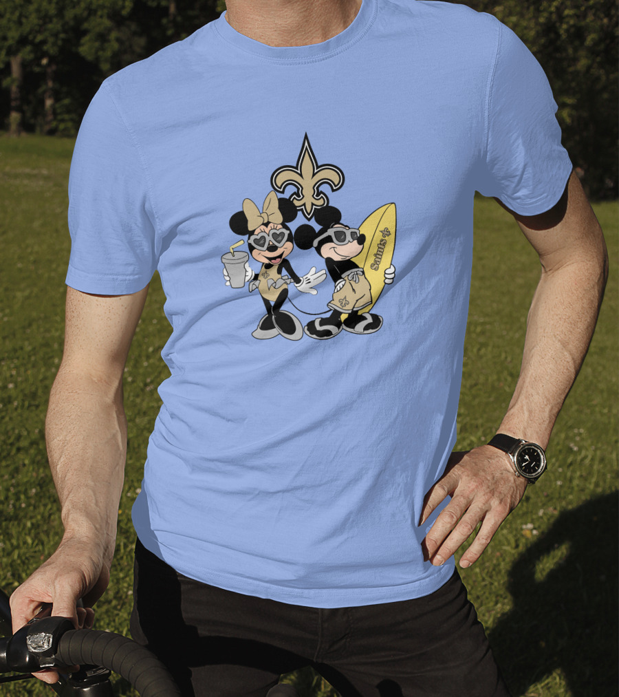Saints Mickey Happy Vacation Fleur-De-Lis Surfboard T-Shirt