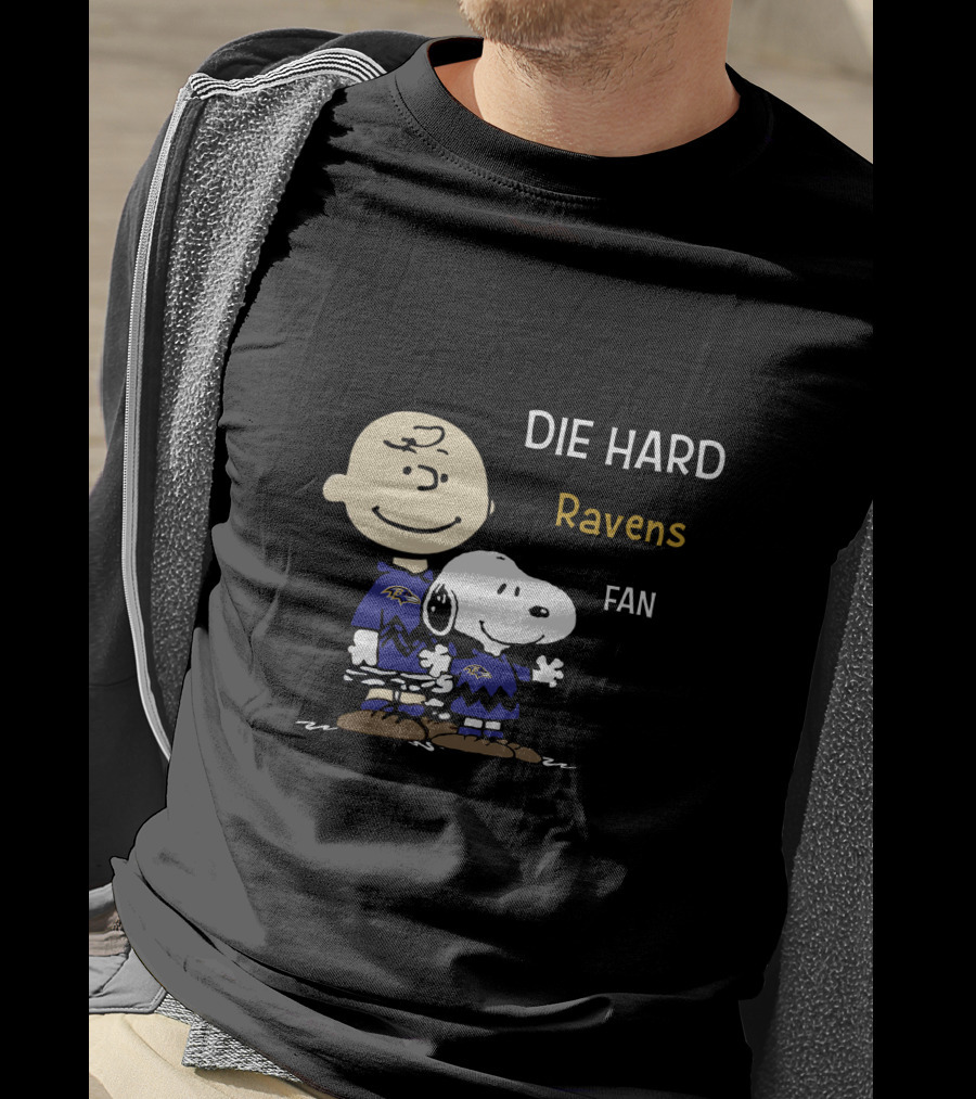 DIE HARD Baltimore Ravens Fan Snoopy Charlie Brown T-Shirt
