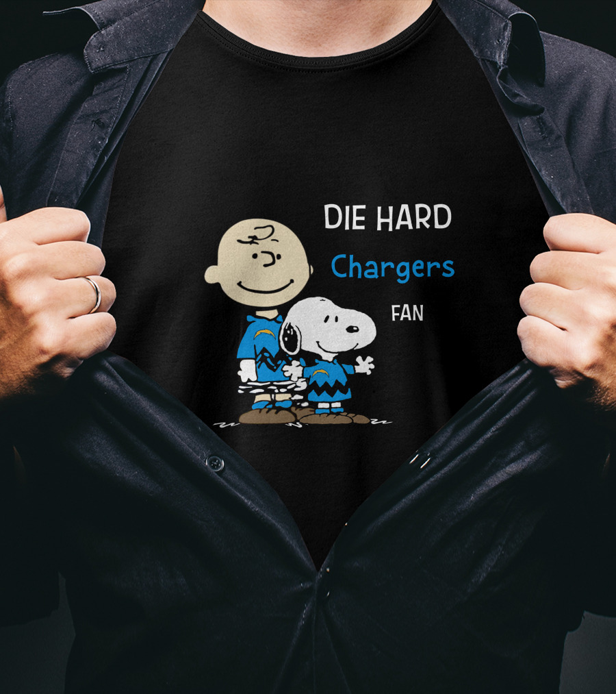 Die Hard Chargers Fan Snoopy And Charlie Brown T-Shirt