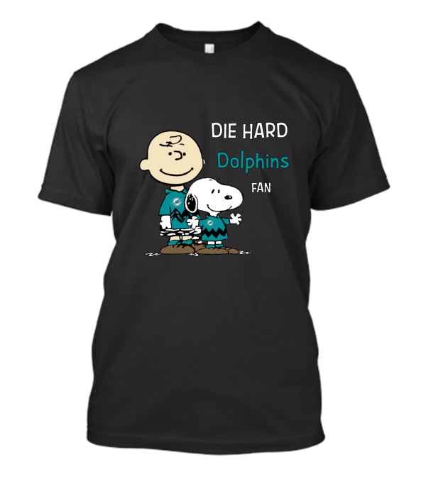 Die Hard Dolphins Fan Snoopy And Charlie Brown T-Shirt