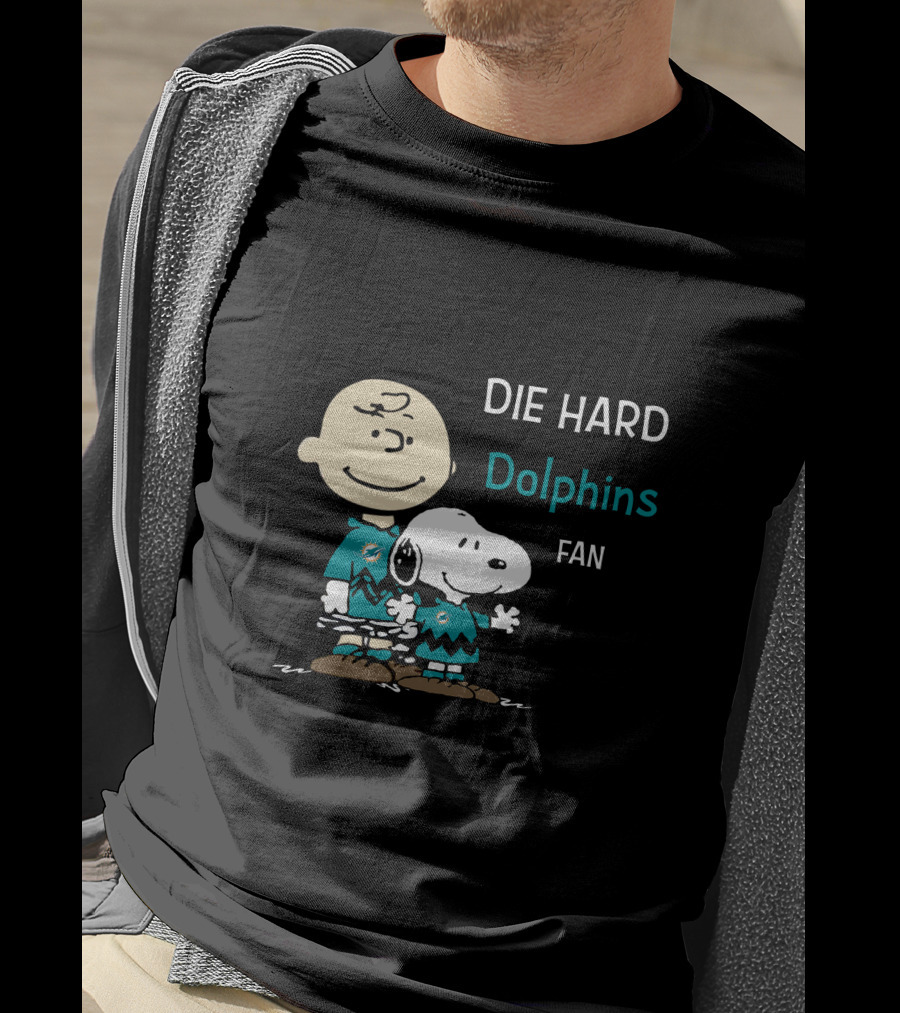Die Hard Dolphins Fan Snoopy And Charlie Brown T-Shirt