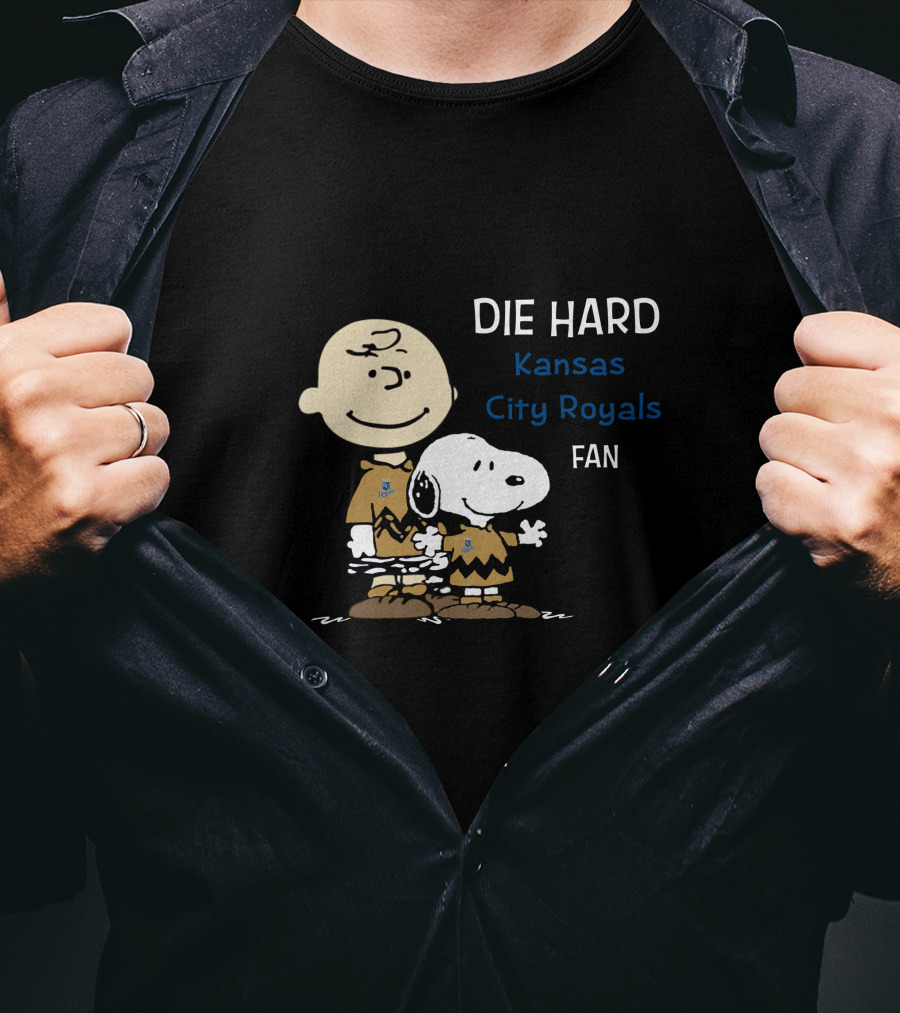 Die Hard Kansas City Royals Snoopy And Charlie Brown Fan T-Shirt