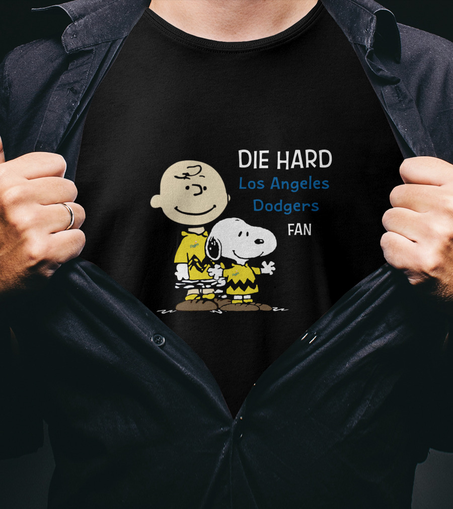 Die Hard Los Angeles Dodgers Fan Charlie Brown And Snoopy T-Shirt