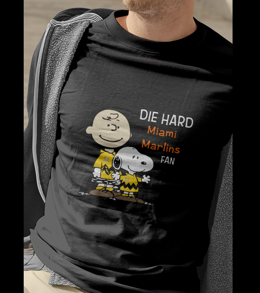 Die Hard Miami Marlins Fan Snoopy And Charlie Brown T-Shirt