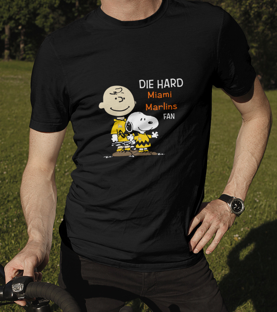 Die Hard Miami Marlins Fan Snoopy And Charlie Brown T-Shirt