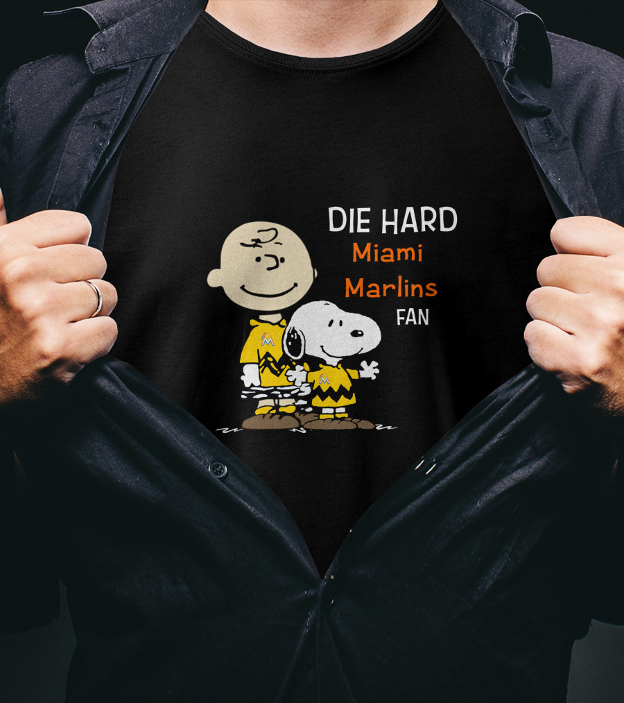Die Hard Miami Marlins Fan Snoopy And Charlie Brown T-Shirt