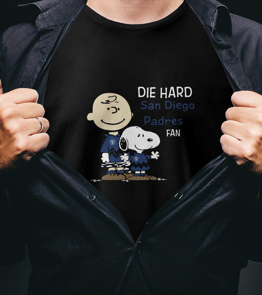 DIE HARD San Diego Padres FAN Snoopy Charlie Brown T-Shirt