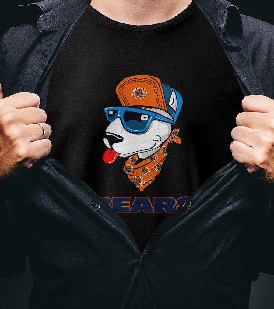 Bears Bull Terrier Cool Dog With Bandana And Cap T-Shirt