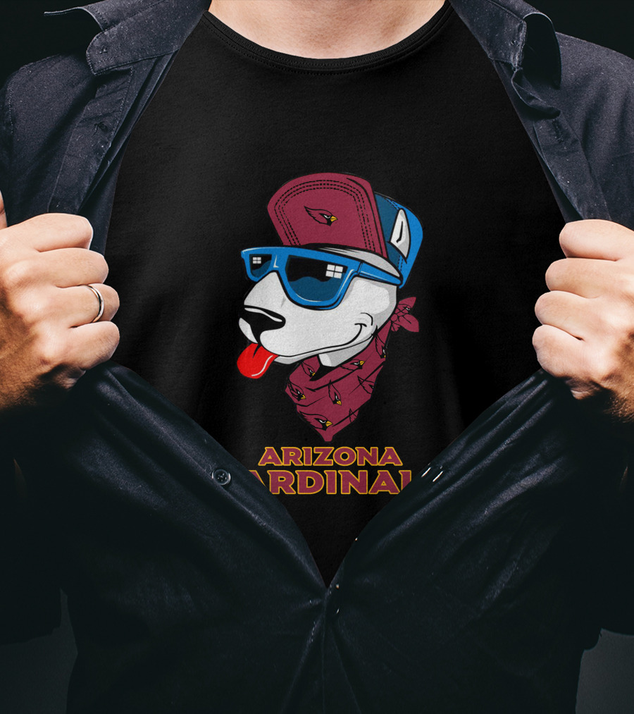 Arizona Cardinals Bull Terrier Wearing Sunglasses And Bandana T-Shirt