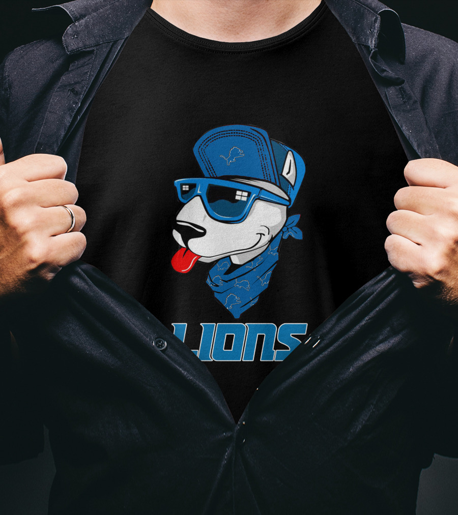 Lions Cool Bull Terrier With Hat And Sunglasses T-Shirt