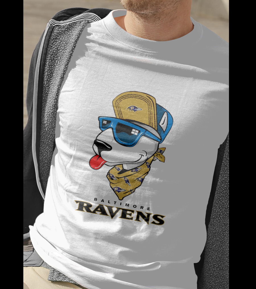 Baltimore Ravens Bull Terrier Bandana Mascot T-Shirt