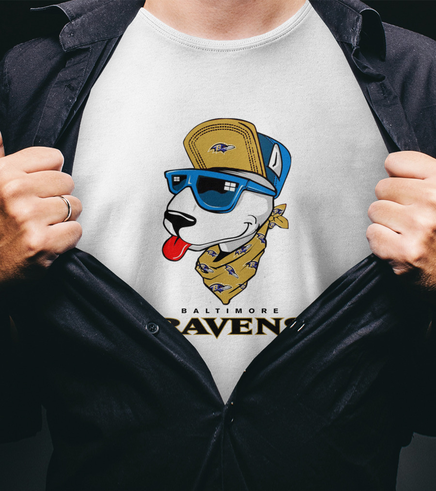 Baltimore Ravens Bull Terrier Bandana Mascot T-Shirt