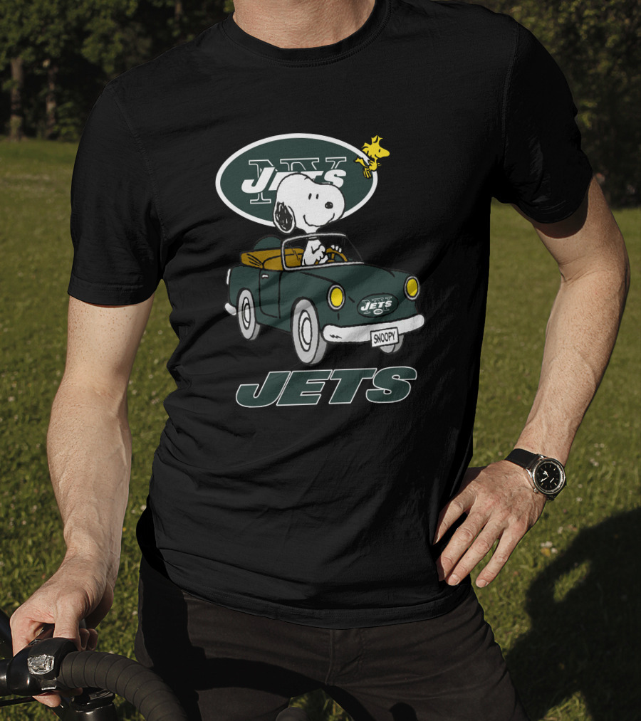 Jets Snoopy Woodstock Driving Car NY T-Shirt