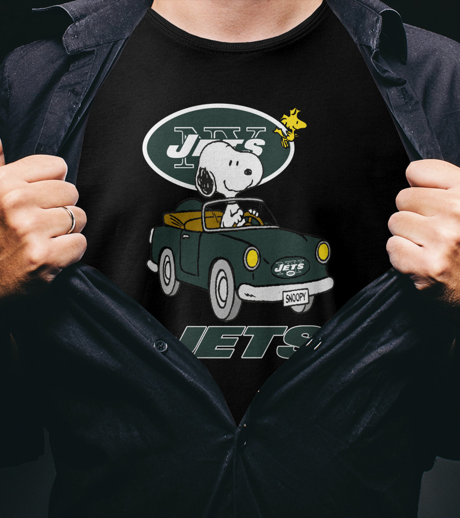 Jets Snoopy Woodstock Driving Car NY T-Shirt
