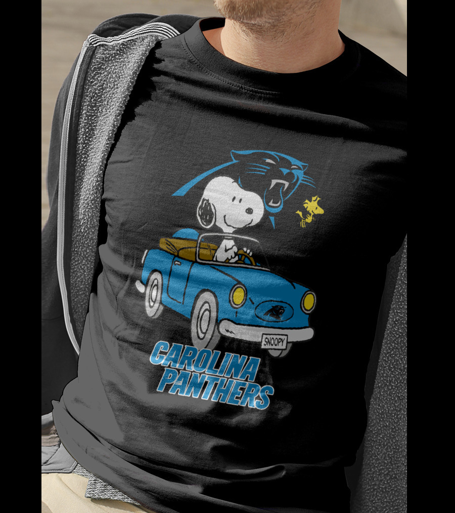 Carolina Panthers Snoopy Driving Adventure T-Shirt
