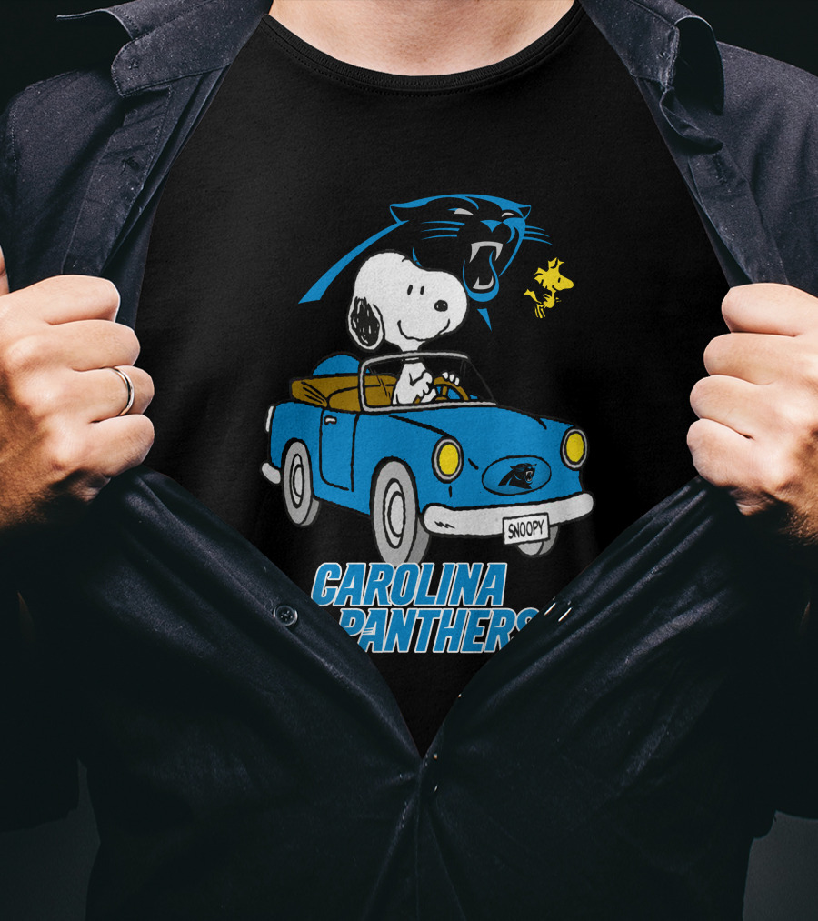 Carolina Panthers Snoopy Driving Adventure T-Shirt