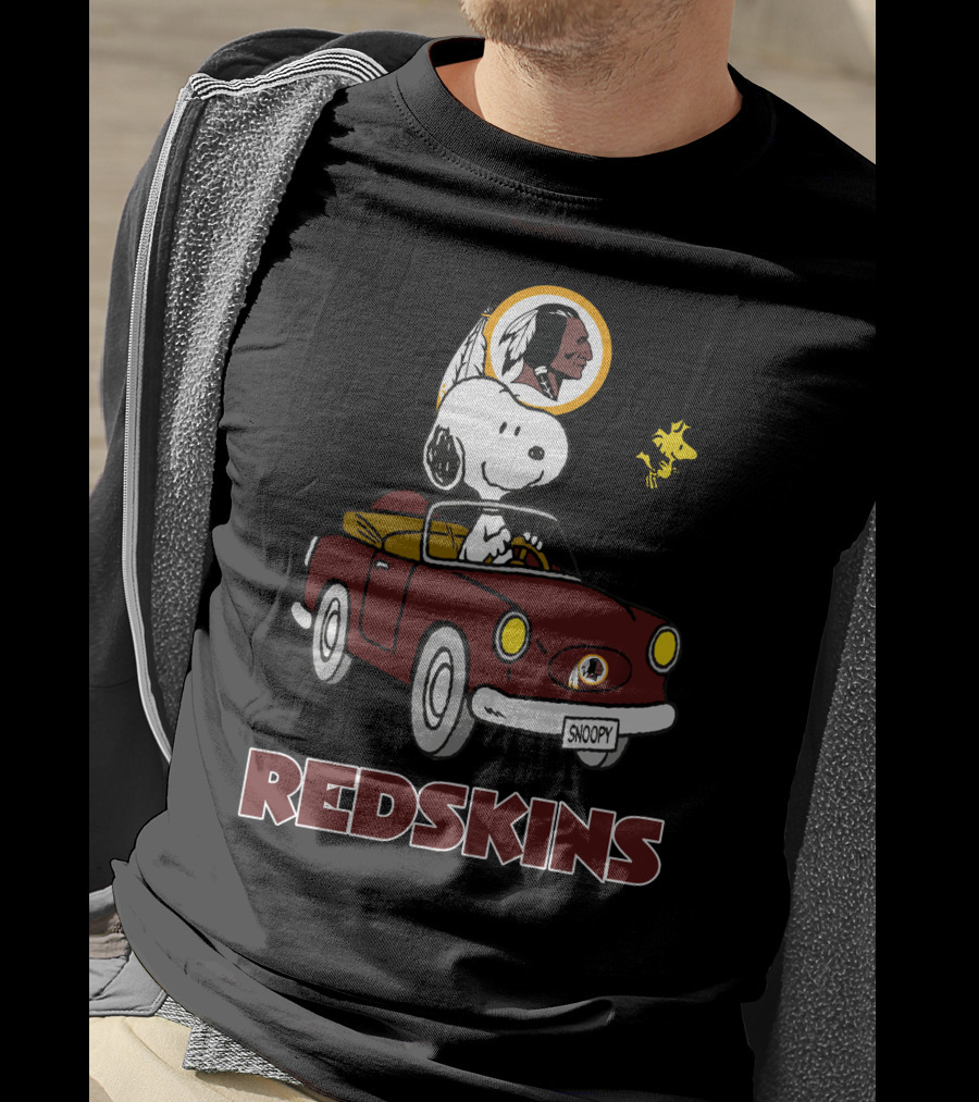 Snoopy Redskins Car Ride With Woodstock T-Shirt