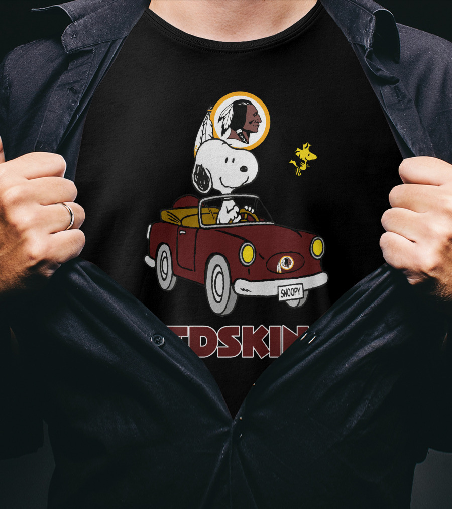 Snoopy Redskins Car Ride With Woodstock T-Shirt