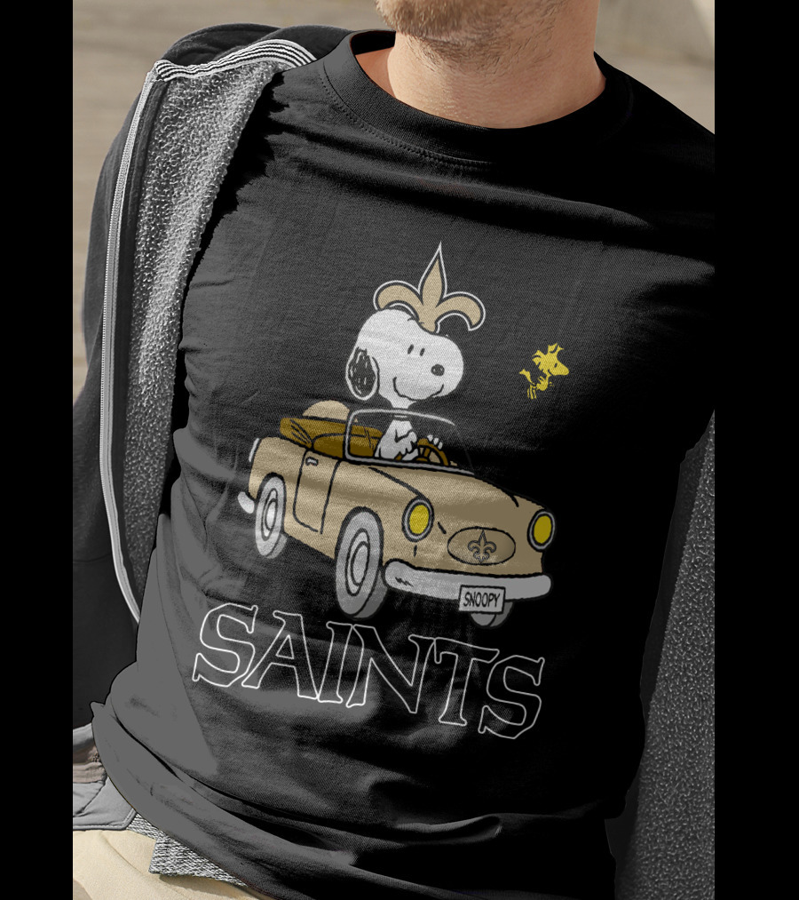 Saints Snoopy And Woodstock Driving Adventure T-Shirt