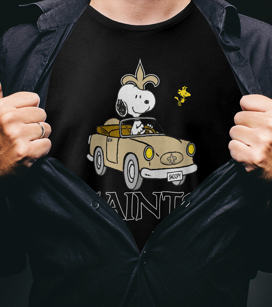 Saints Snoopy And Woodstock Driving Adventure T-Shirt