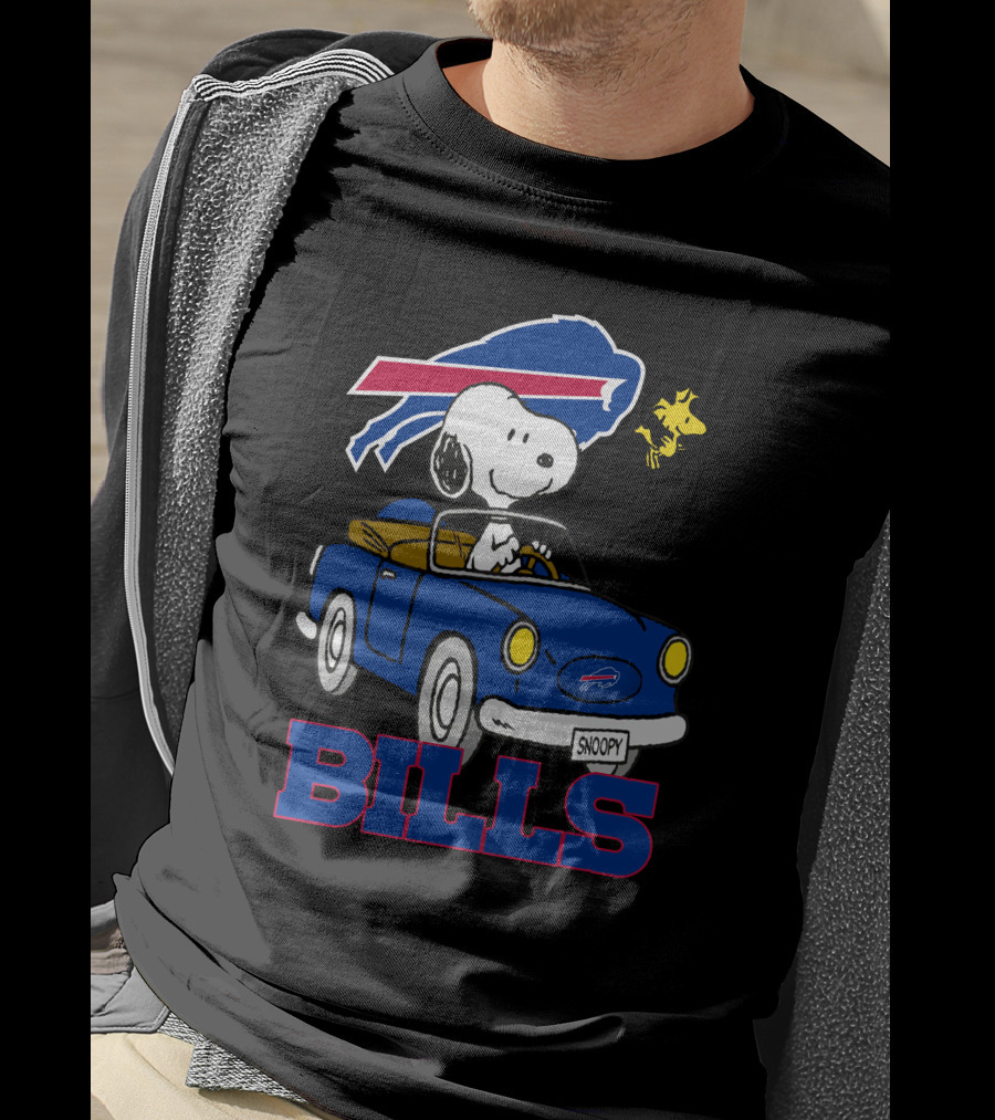 Buffalo Bills Snoopy Driving Woodstock NFL Peanuts T-Shirt