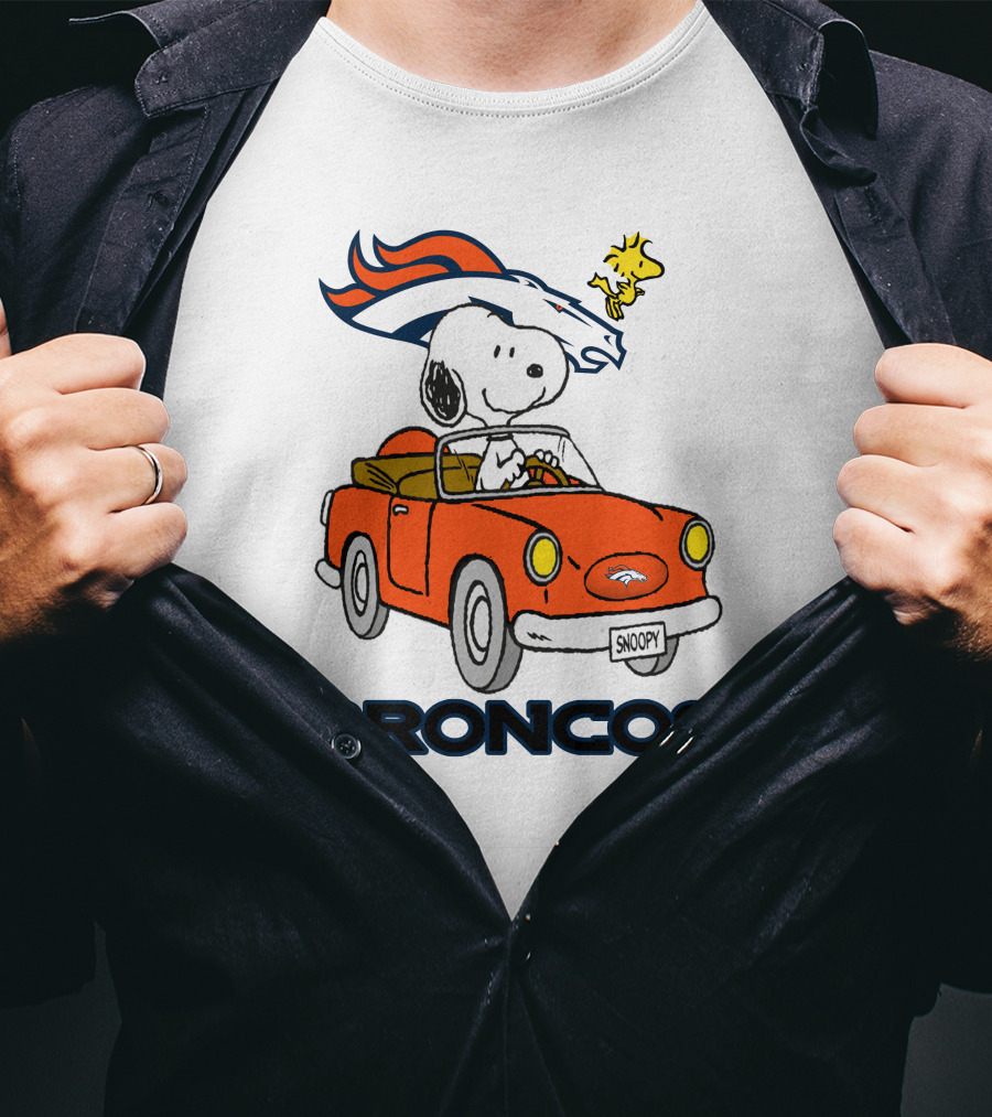 Broncos Snoopy Driving Adventure With Woodstock NFL T-Shirt