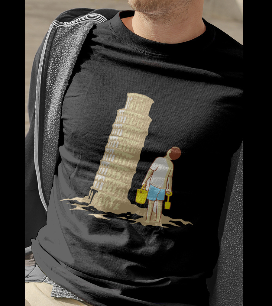 Sandcastle Builder Leaning Tower Of Pisa Summer Fun T-Shirt