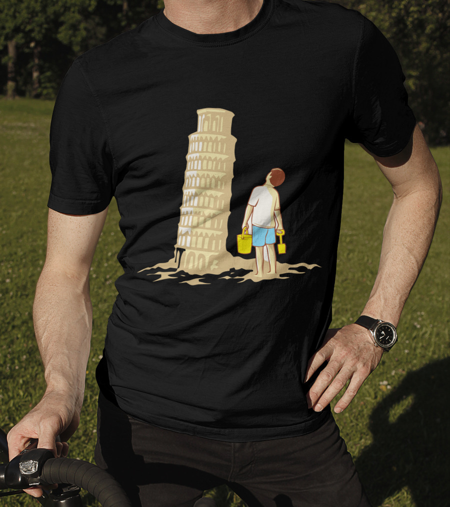 Sandcastle Builder Leaning Tower Of Pisa Summer Fun T-Shirt