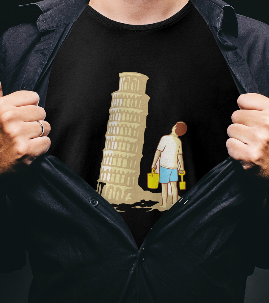 Sandcastle Builder Leaning Tower Of Pisa Summer Fun T-Shirt