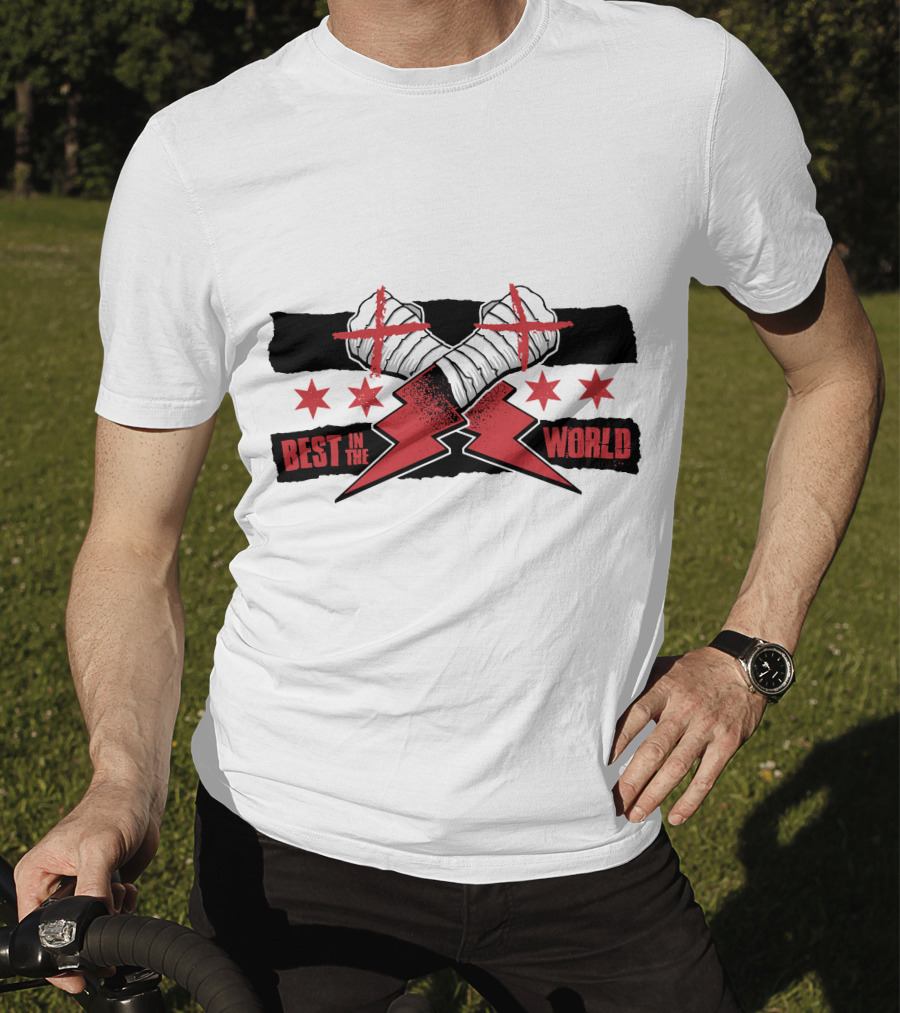 Best In The World Crossed Fists Red Lightning Stars T-Shirt